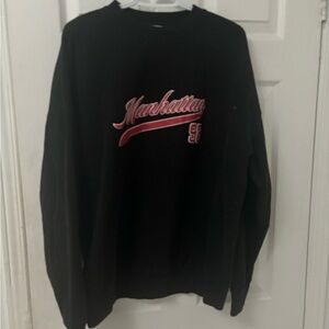 Black 'Manhattan 99' Graphic Crewneck Sweatshirt